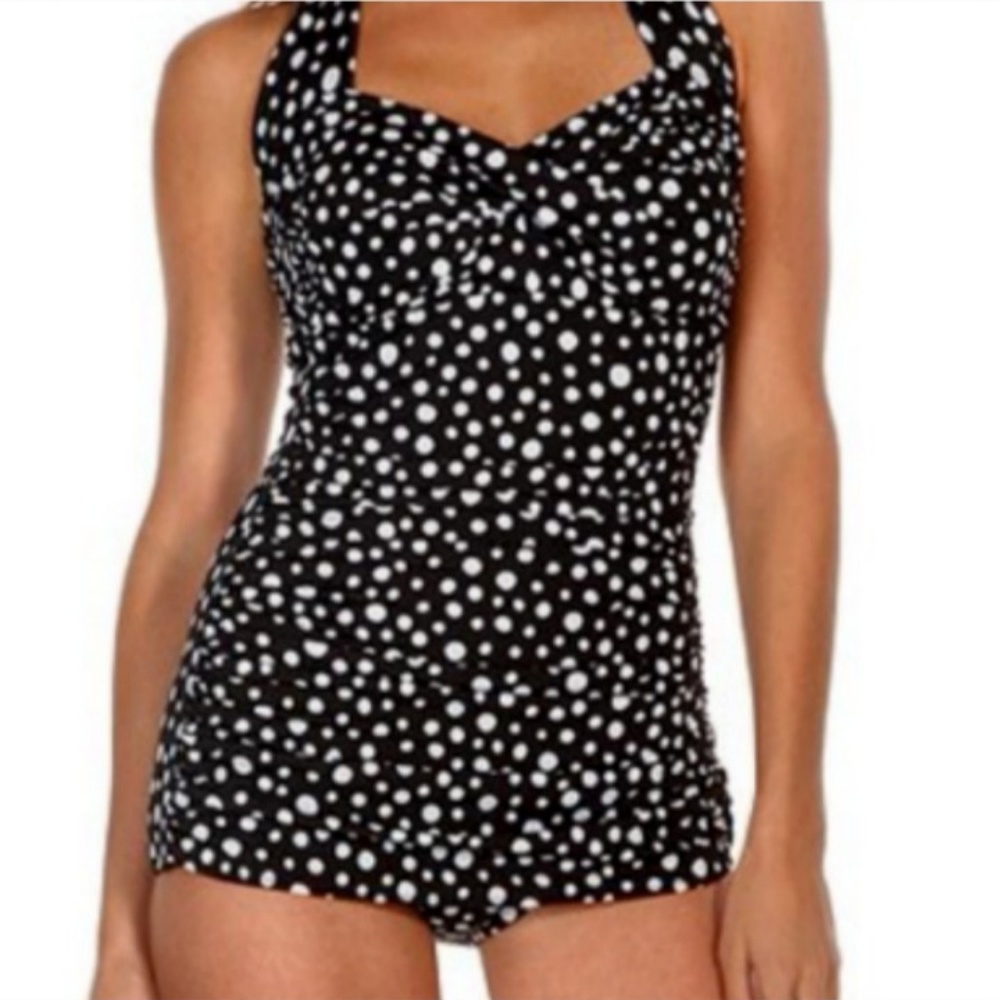 Suddenly Slim Retro Polka Dot Halter Bikini